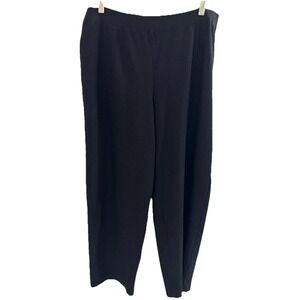 Eileen Fisher Black Knit Stretch Pull On Dress Pants 1X Closet Staple Travel